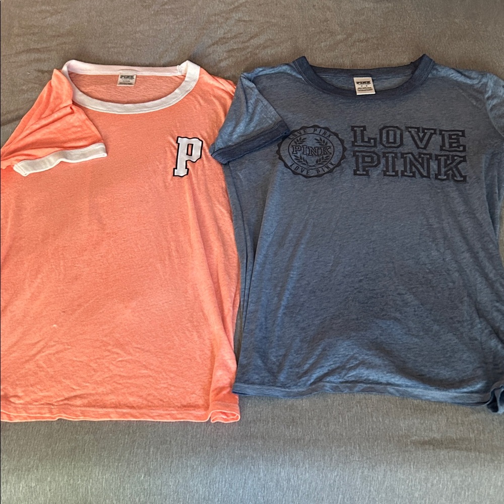 PINK Victoria's Secret Coral and Blue Tees